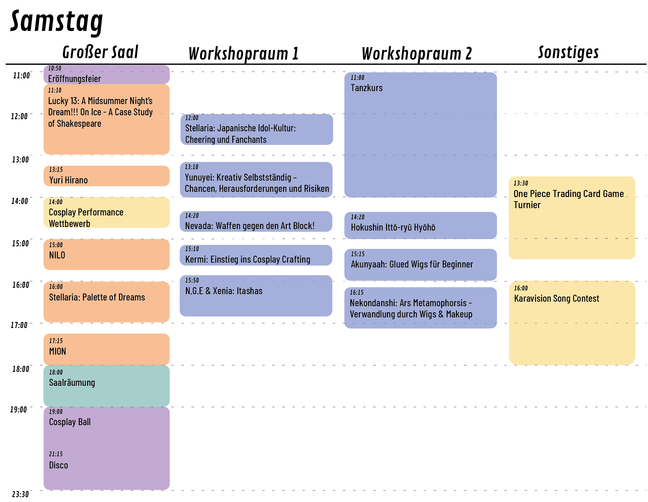 Zeitplan Samstag